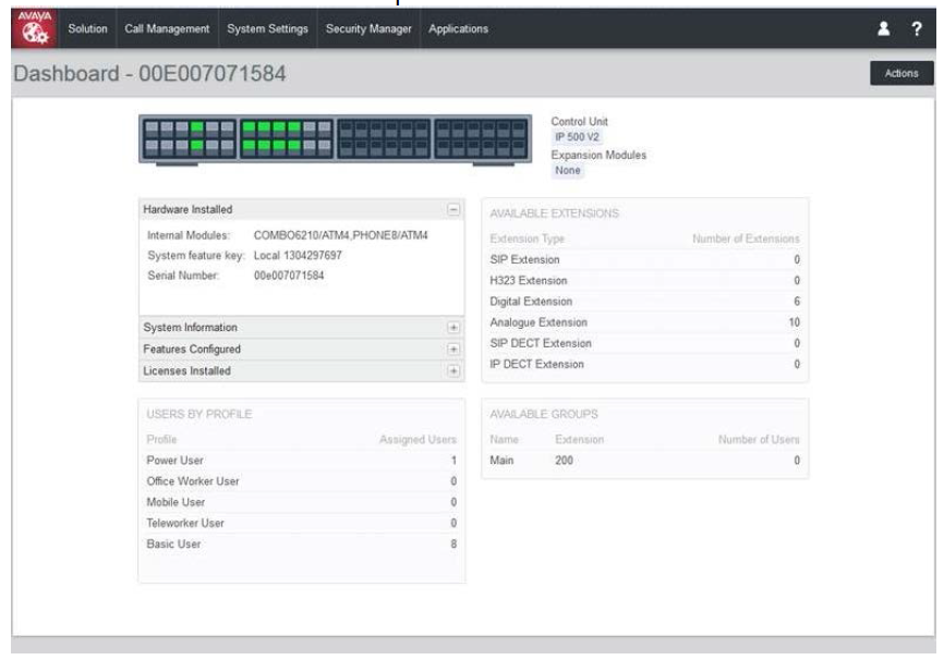 IP500v2 Dashboard System